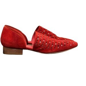 Matisse Constellation Red Suede Stars Perforated D'Orsay Flats. Women’s 8.5